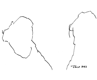 24 Dörte und Antje spielen II, Fineliner auf Papier, Fanoe, Dänemark, 1993, 15 cm x 21 cm 