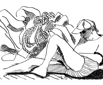 27 Diedrich an Deck II, Fineliner auf Papier, Dänemark, 1993, 14,5 cm x 20 cm