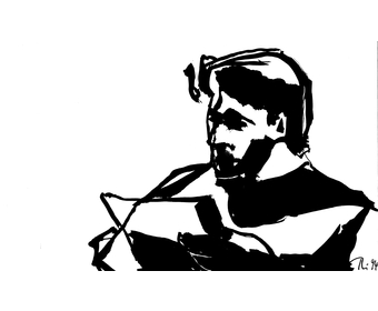 28 Karsten liest, Tusche auf Papier, Magdeburg, 1994, 15 x 21 cm