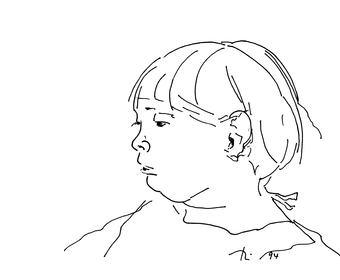 30 Michel am Essenstisch, Fineliner auf Papier, Kiel, 1994, 15 cm x 22 cm 