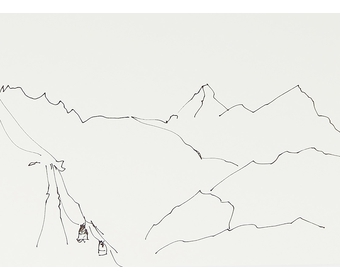 36-Seilbahn-Gondeln-und-Bergsilhouette