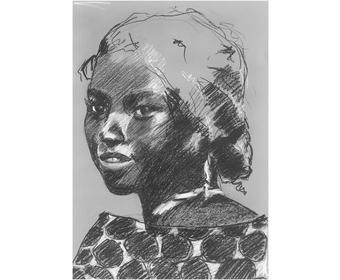 1-Portraitstudie-Junge-Frau-aus-Mali-Kreide-auf-Karton-Schilksee-2019-50-x-35-cm