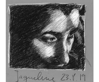 2-Portraitstudie-Jaqueline-Kreide-auf-Karton-Schilksee-2019,-35-x-35-cm