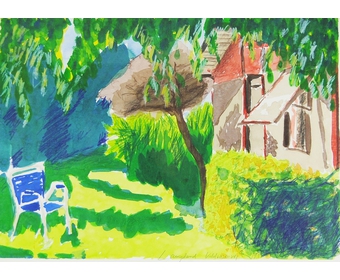 3-Blauer-Stuhl-vor-Sommerhaus-1990